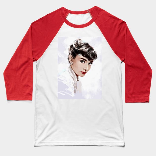 Audrey Hepburn Baseball T-Shirt by dmitryb1